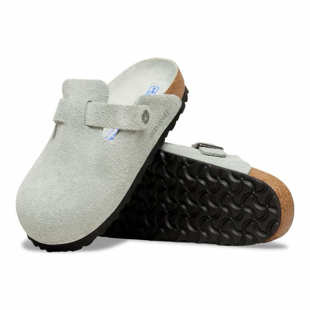 Birkenstock Boston Soft Footbed Suede Leather Pure Sage